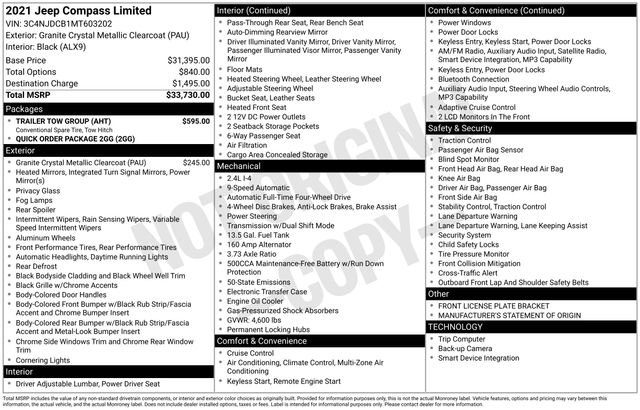 Used 2021 Jeep Compass Limited w/ Trailer Tow Group image 21