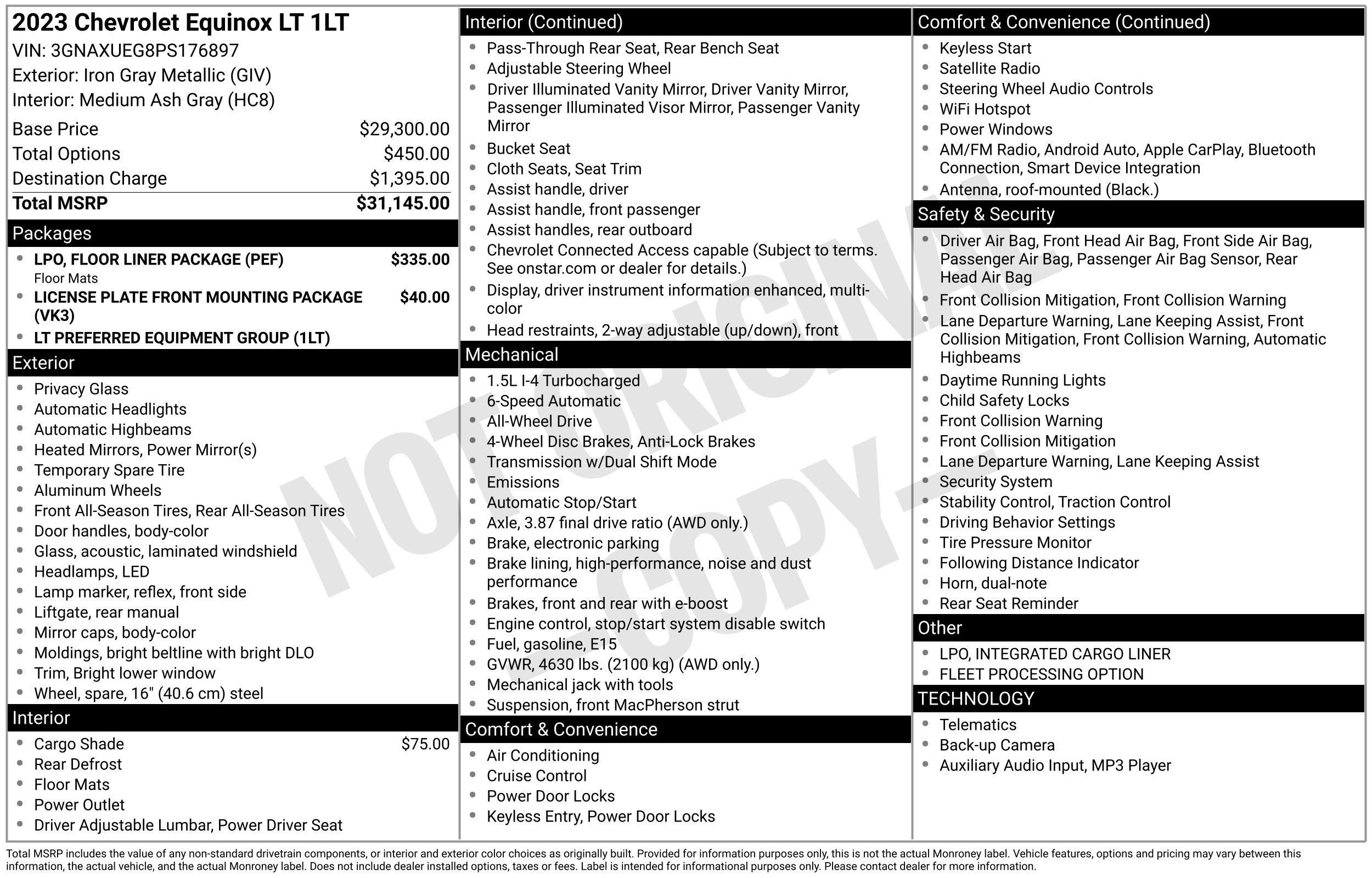 Used 2023 Chevrolet Equinox LT w/ LPO, Floor Liner Package image 5