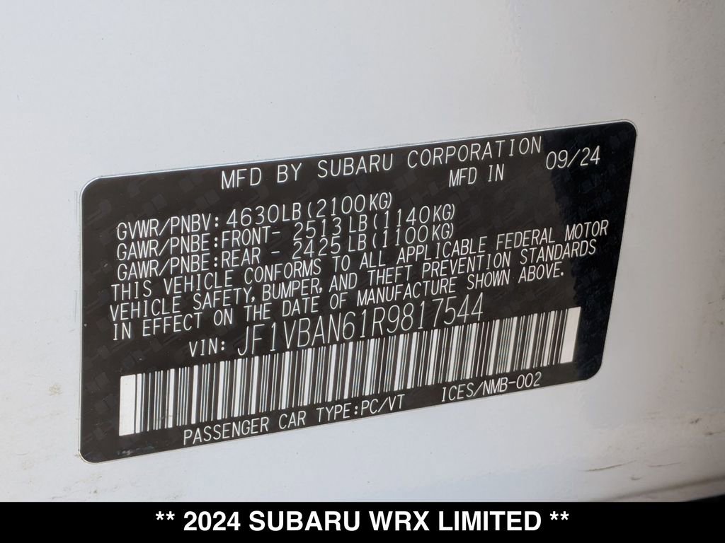 Used 2024 Subaru WRX Limited AWD/4WD image 32