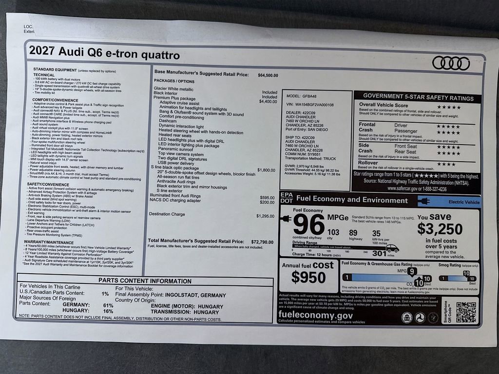 New 2027 Audi Q6 e-tron Premium Plus AWD/4WD image 9