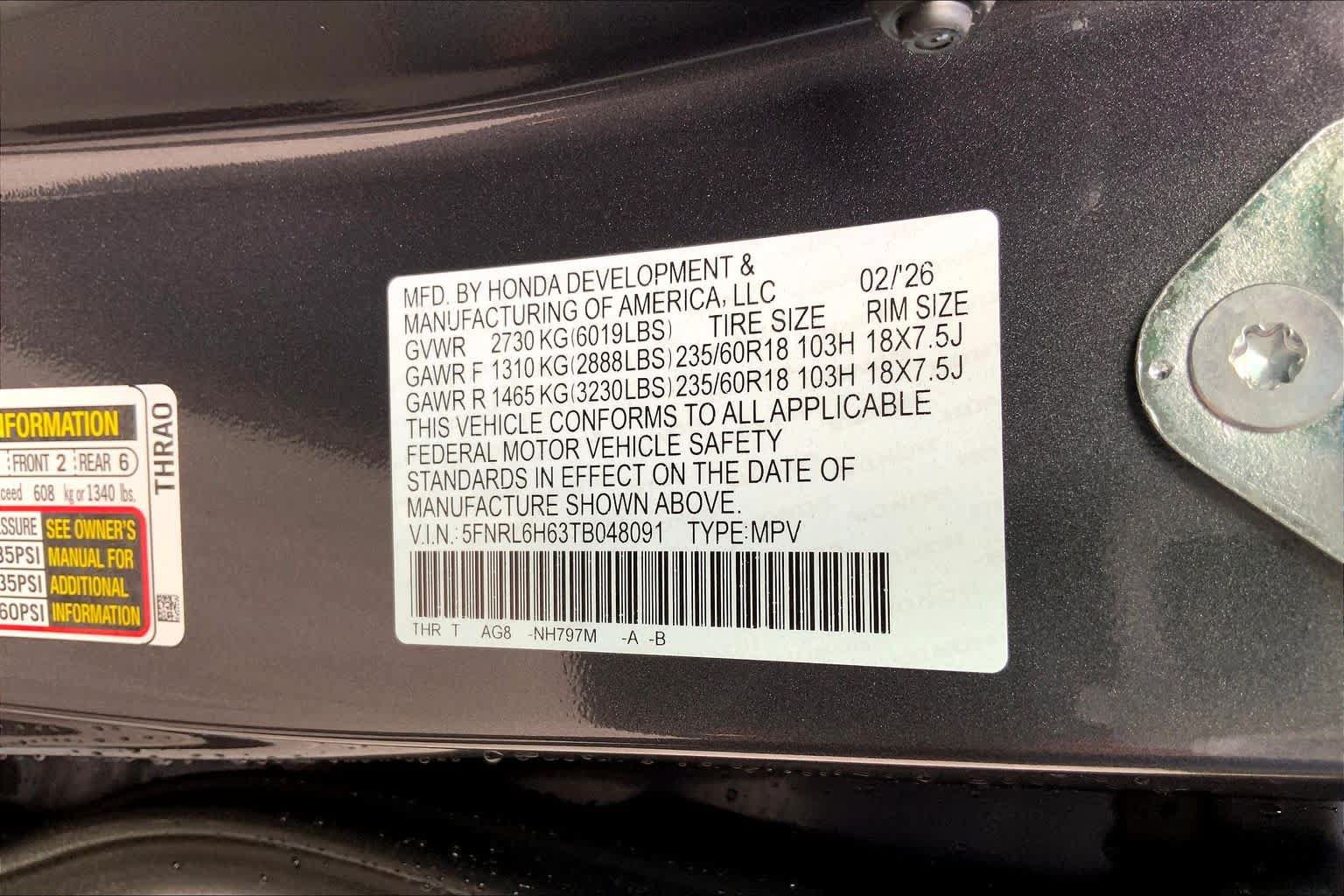 New 2026 Honda Odyssey EX-L image 12