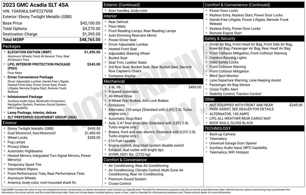 Used 2023 GMC Acadia SLT w/ Elevation Edition AWD/4WD image 11