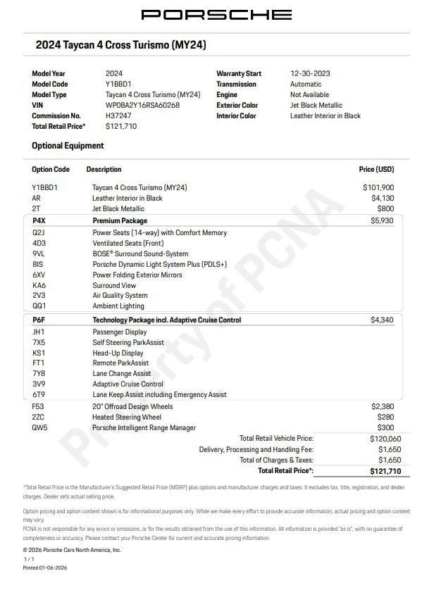 Certified 2024 Porsche Taycan 4 Cross Turismo w/ Premium Package image 6
