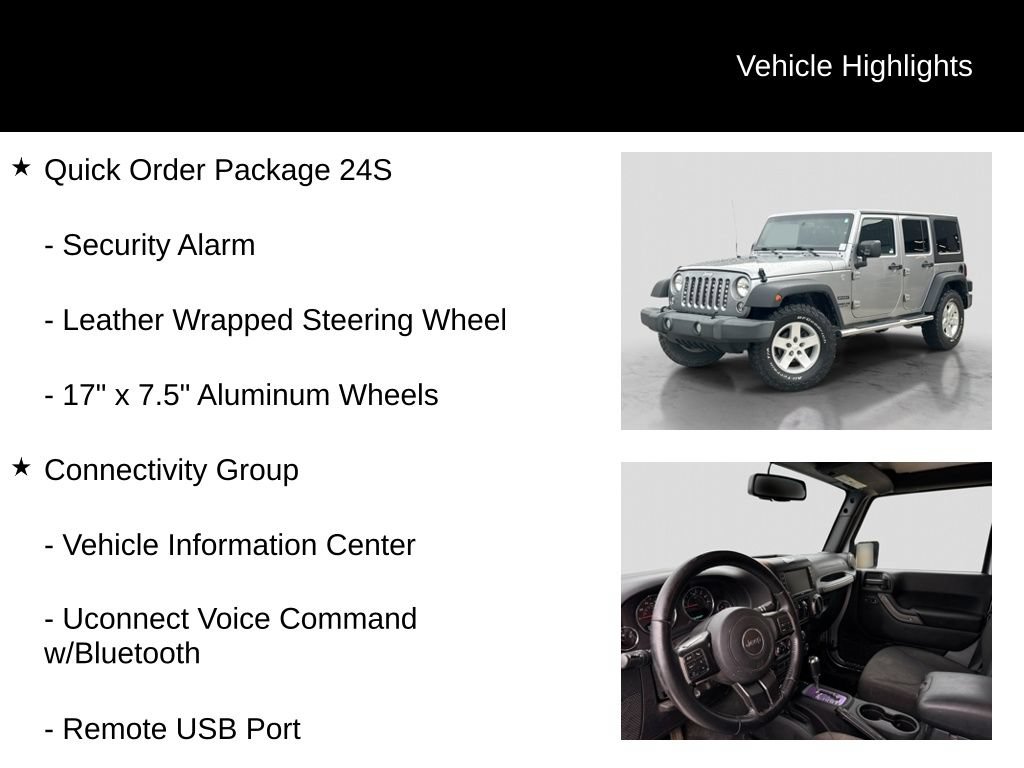 Used 2016 Jeep Wrangler Unlimited Sport w/ Quick Order Package 24S AWD/4WD image 11