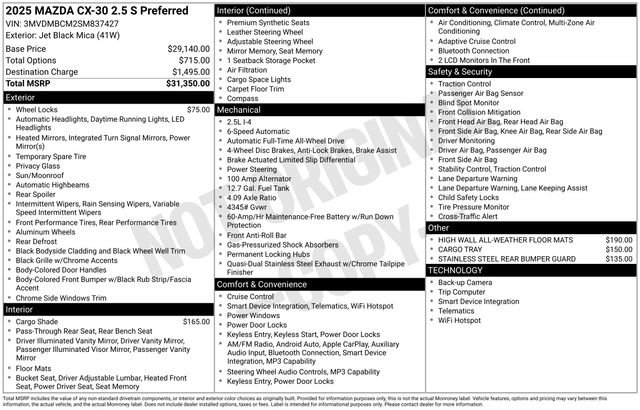 Certified 2025 MAZDA CX-30 AWD 2.5 S w/ Preferred Package image 6