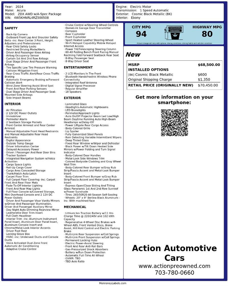 Used 2024 Acura ZDX A-Spec AWD/4WD image 2