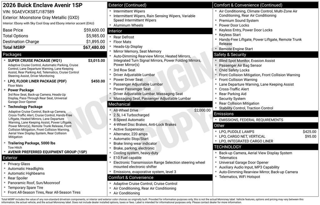 New 2026 Buick Enclave Avenir w/ Super Cruise Package image 37