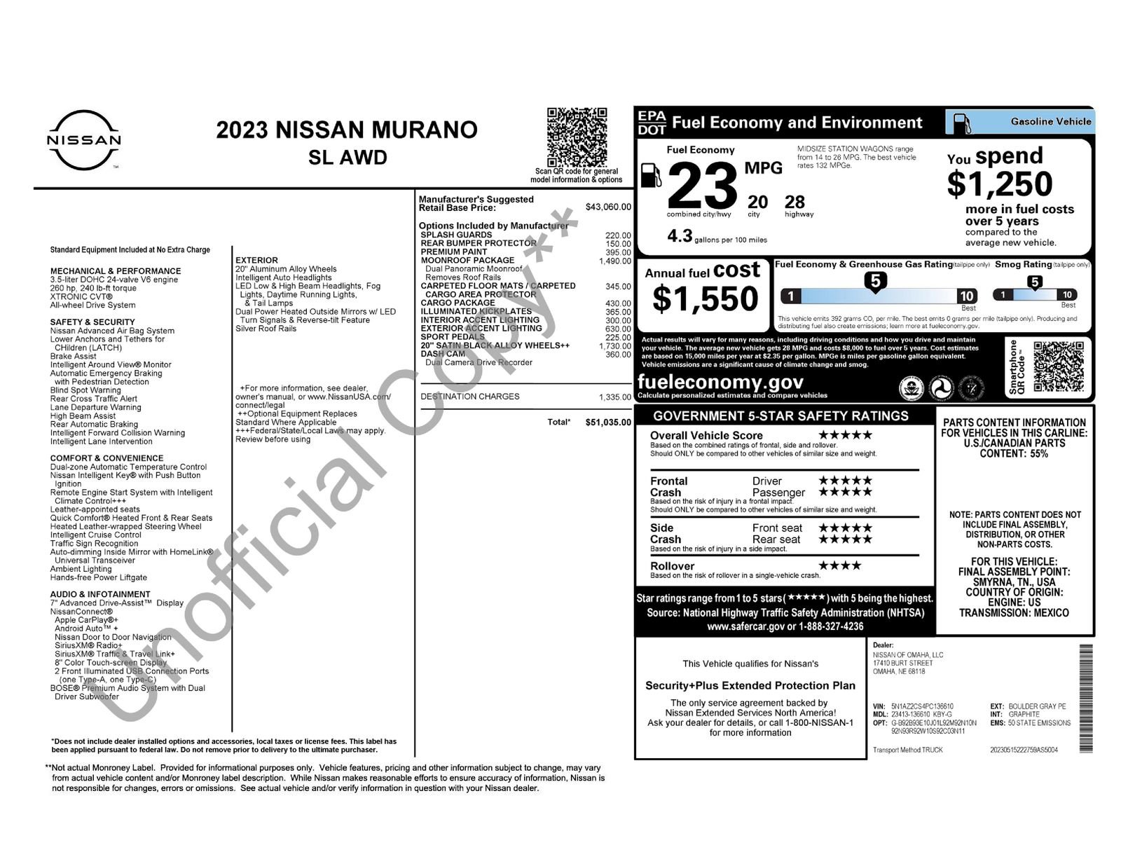 Certified 2023 Nissan Murano SL w/ SL Moonroof Package image 41