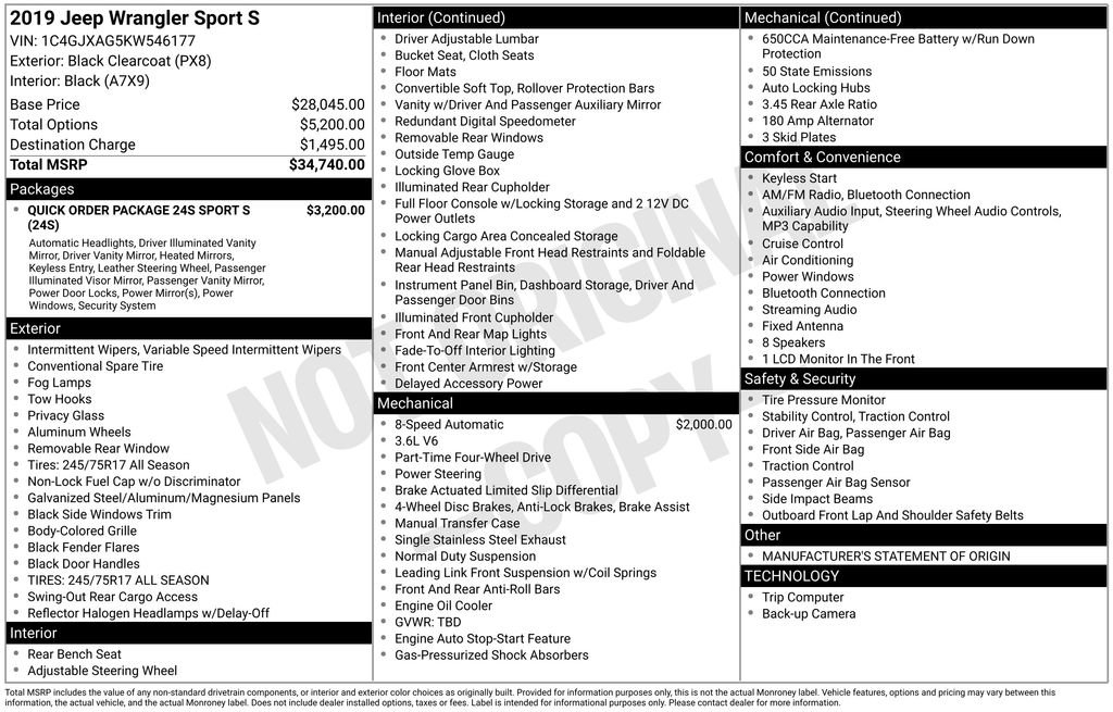 Certified 2019 Jeep Wrangler Sport image 38