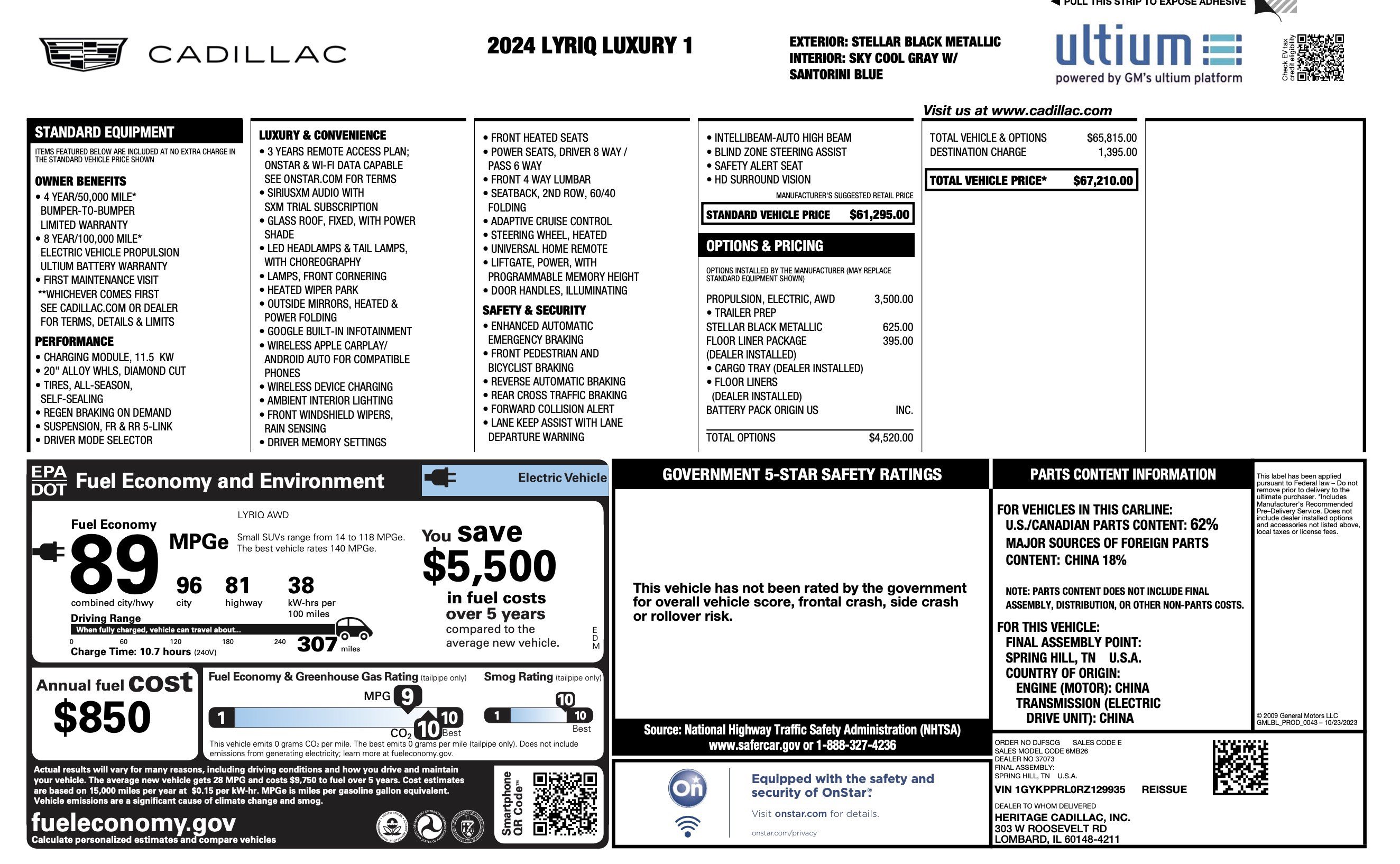 Used 2024 Cadillac Lyriq Luxury w/ LPO, Floor Liner Package AWD/4WD image 2