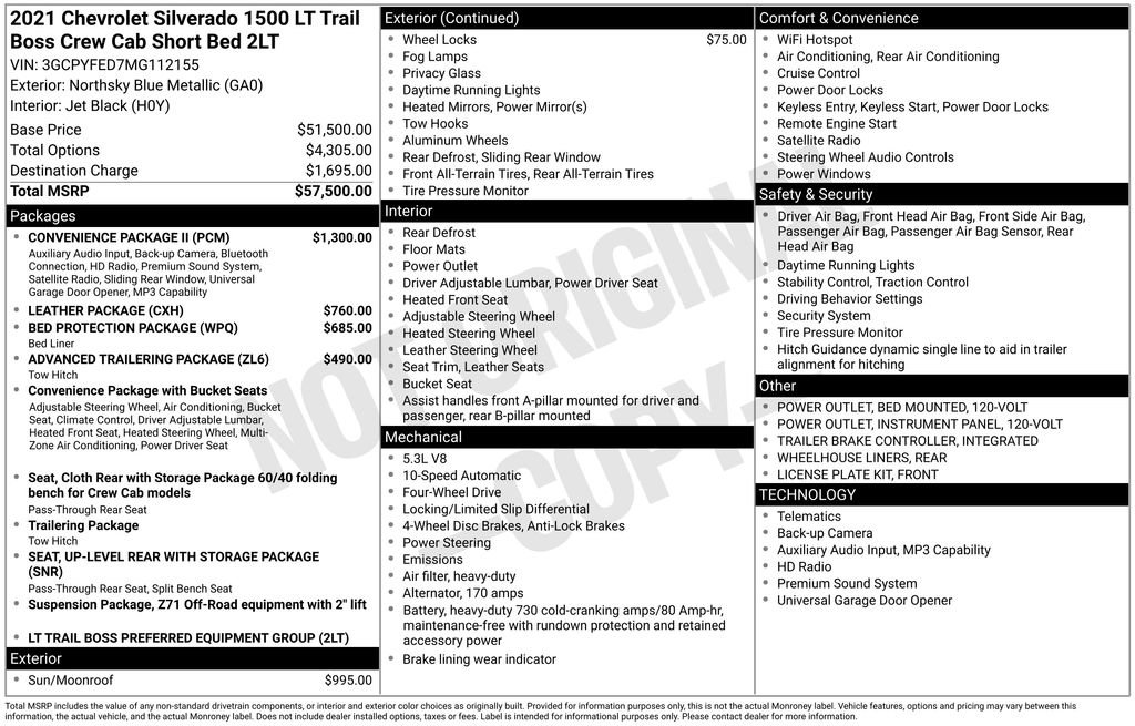 Used 2021 Chevrolet Silverado 1500 LT Trail Boss w/ Convenience Package II image 2