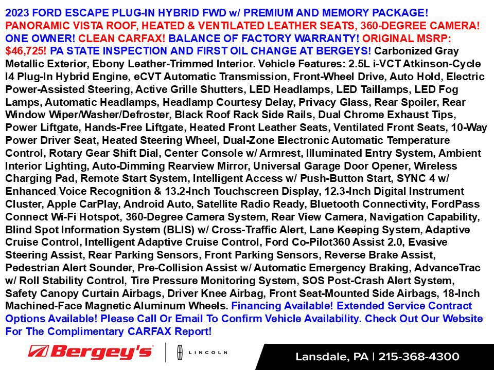Used 2023 Ford Escape SE w/ PHEV Premium Package FWD image 2
