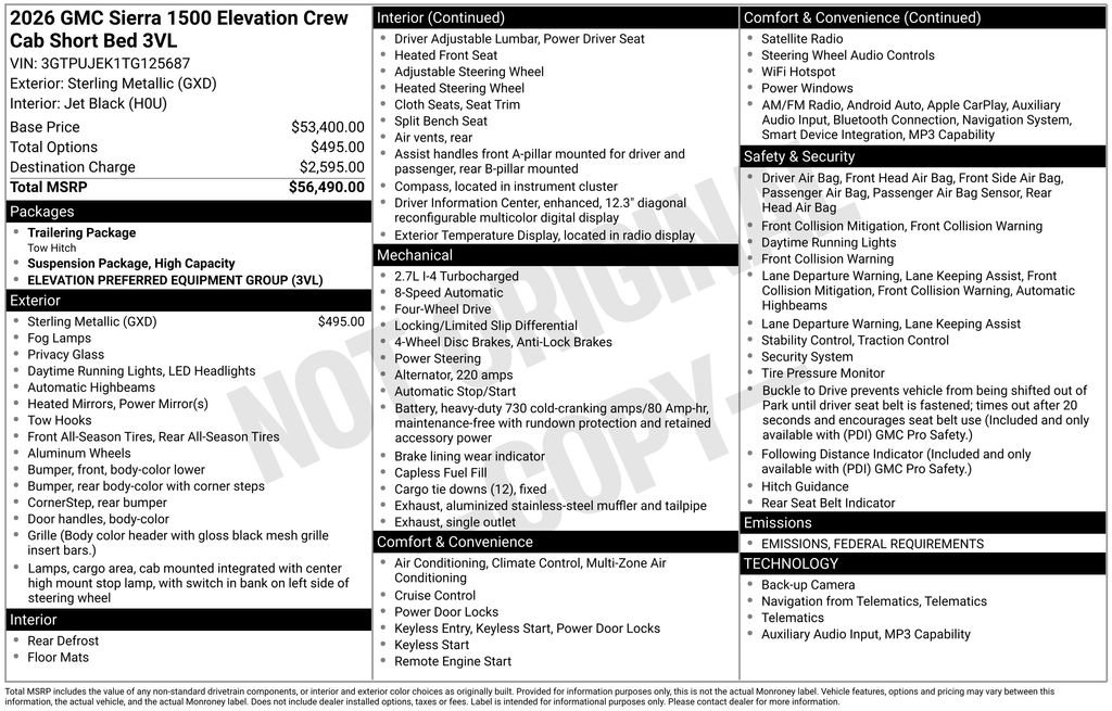 New 2026 GMC Sierra 1500 Elevation image 35