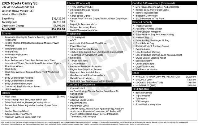 Used 2026 Toyota Camry SE image 4
