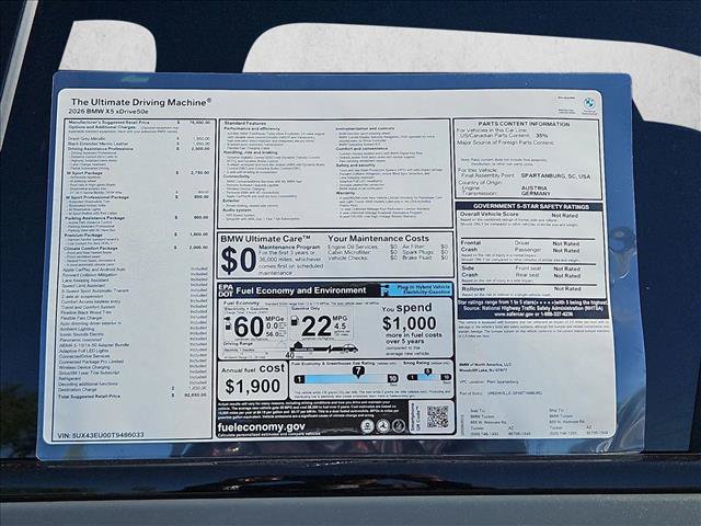 New 2026 BMW X5 xDrive50e w/ M Sport Package AWD/4WD image 16