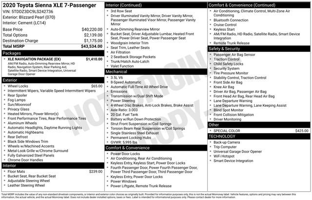 Used 2020 Toyota Sienna XLE w/ XLE Navigation Package image 35