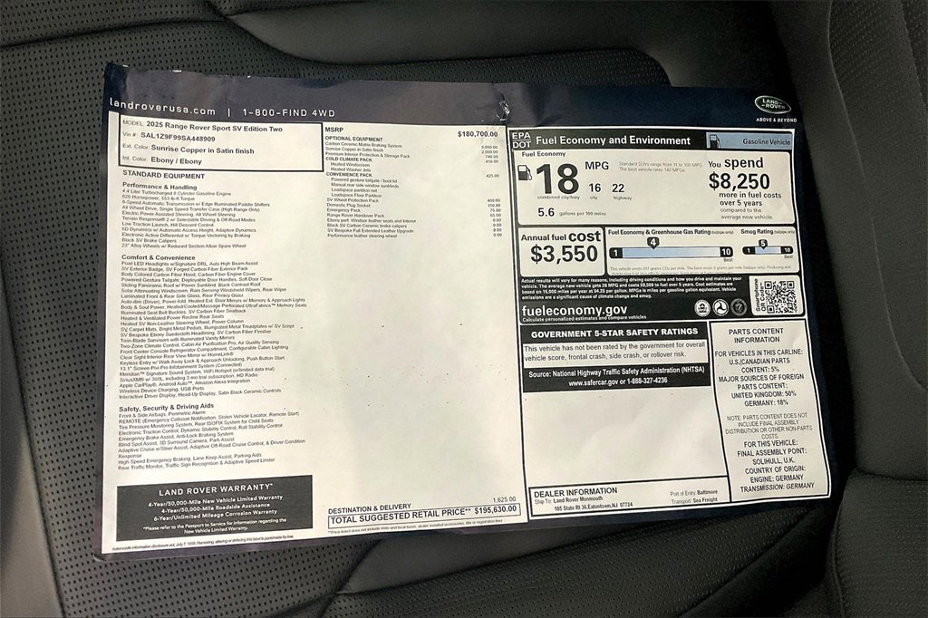 New 2025 Land Rover Range Rover Sport SV Edition Two image 14