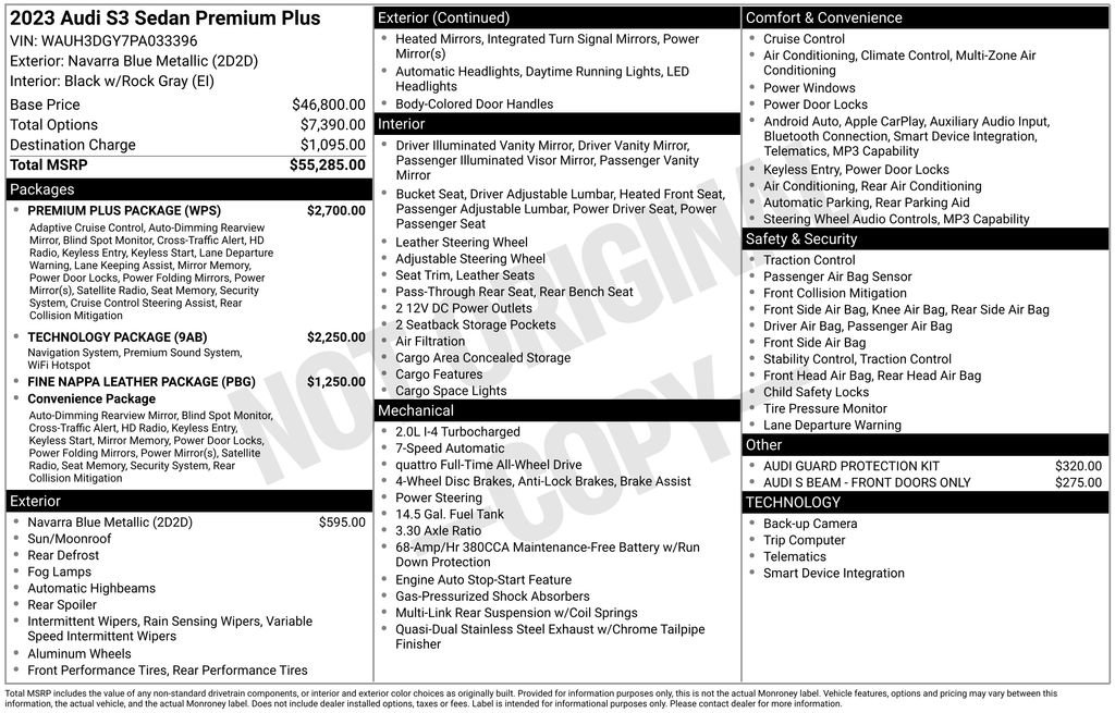 Used 2023 Audi S3 Premium Plus w/ Premium Plus Package AWD/4WD image 2