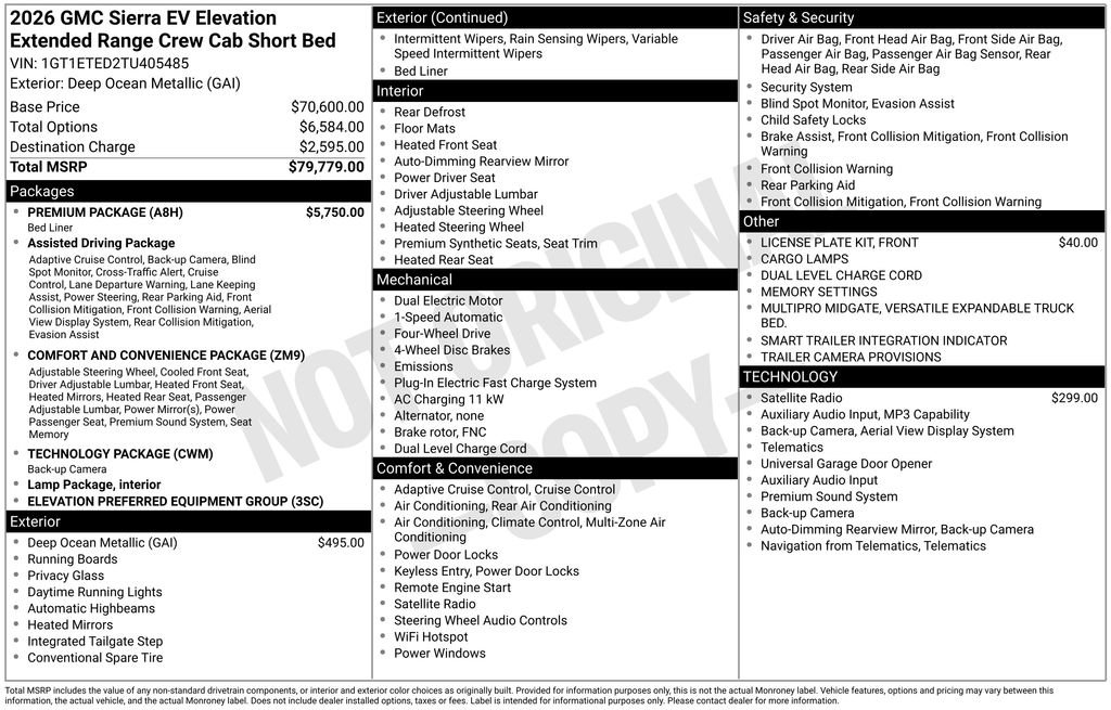 New 2026 GMC Sierra EV Elevation w/ Premium Package AWD/4WD image 50