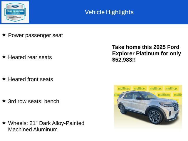 Certified 2025 Ford Explorer Platinum w/ Ultimate Package image 30