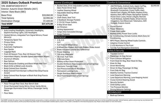 Used 2025 Subaru Outback Premium image 35