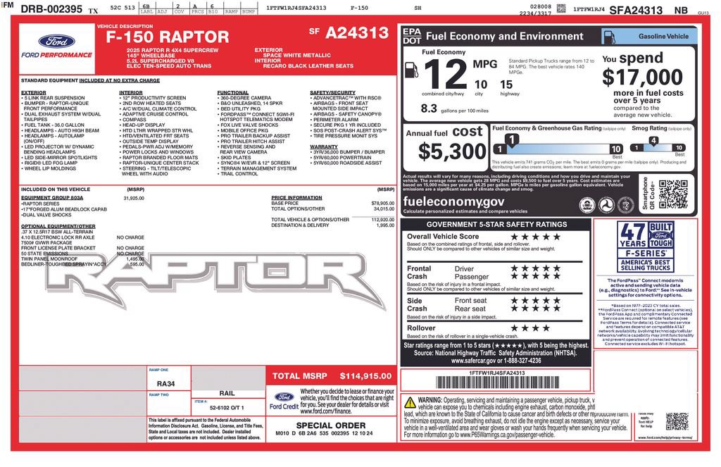 Used 2025 Ford F150 Raptor w/ Equipment Group 803A Raptor R AWD/4WD image 2