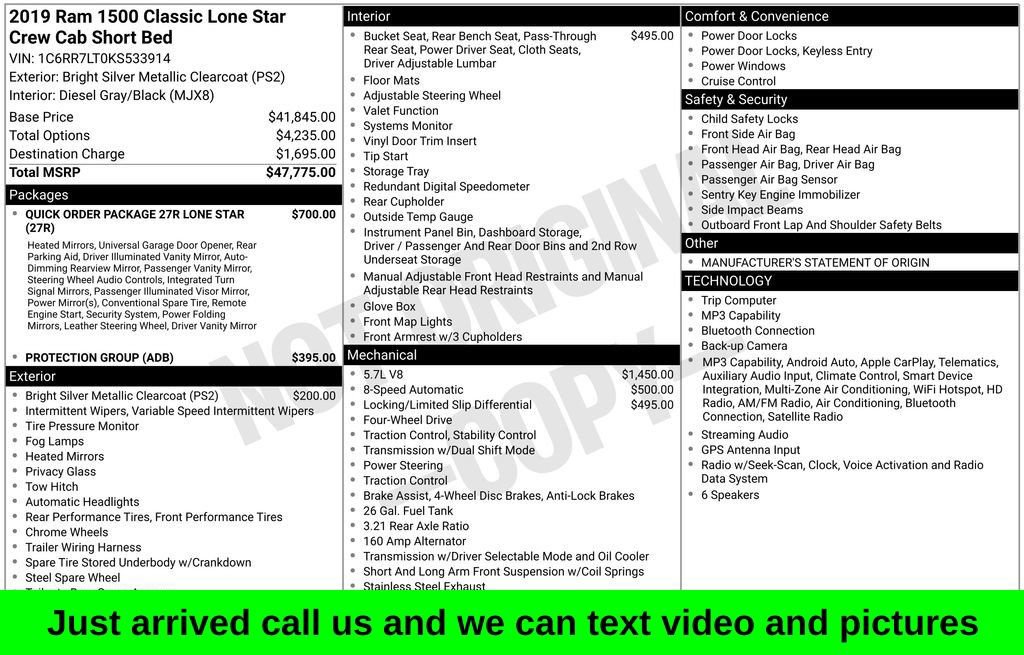 Used 2019 RAM 1500 Lone Star AWD/4WD image 1