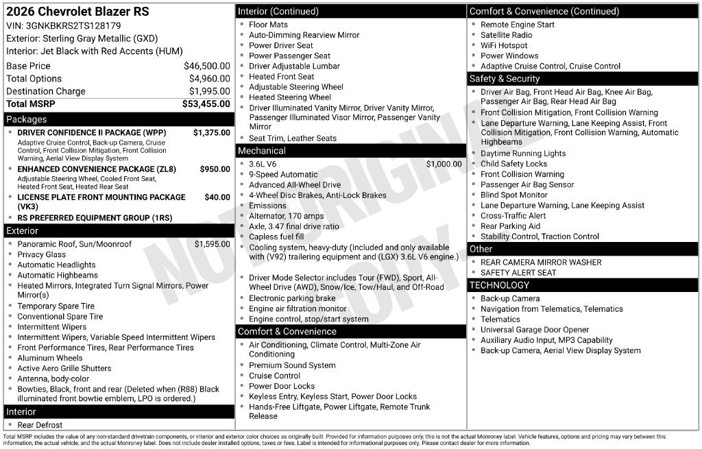 Certified 2026 Chevrolet Blazer RS w/ Driver Confidence II Package AWD/4WD image 5