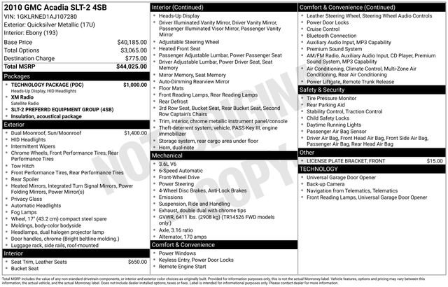 Used 2010 GMC Acadia SLT w/ Technology Package image 7