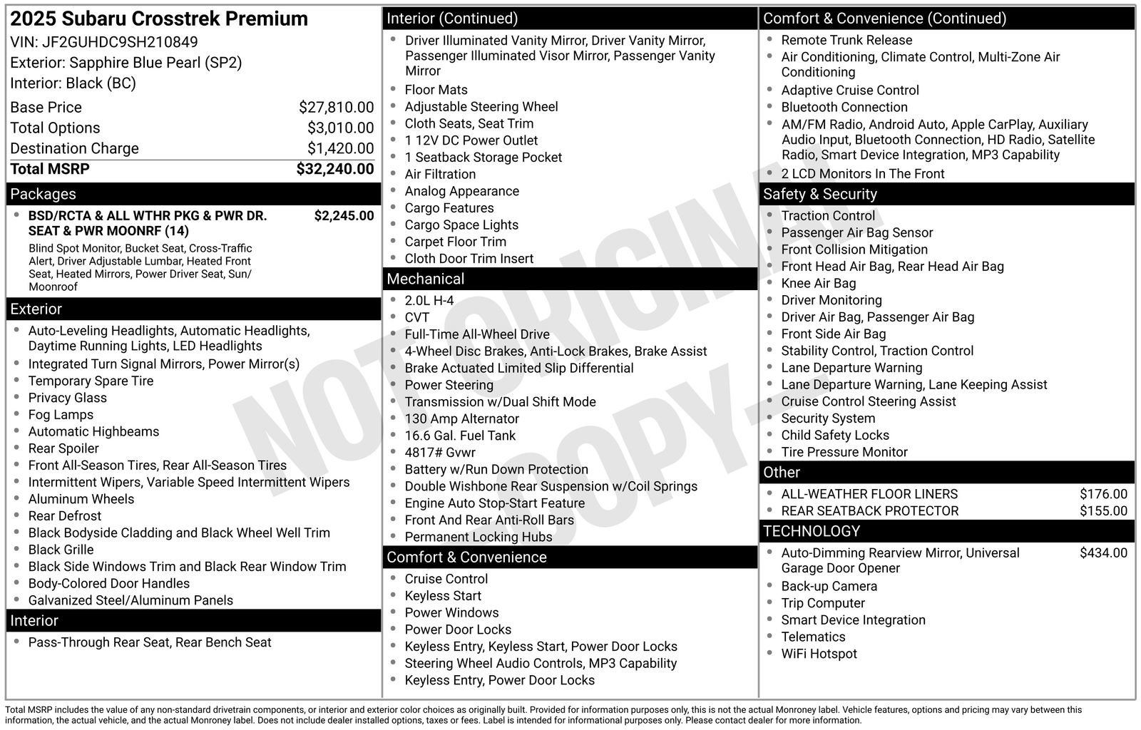 Used 2025 Subaru Crosstrek 2.0i Premium image 33