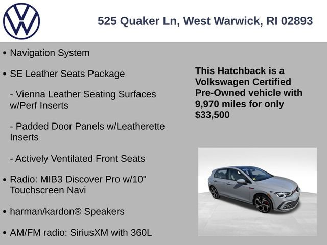 Certified 2024 Volkswagen GTI SE w/ SE Leather Seats Package image 7