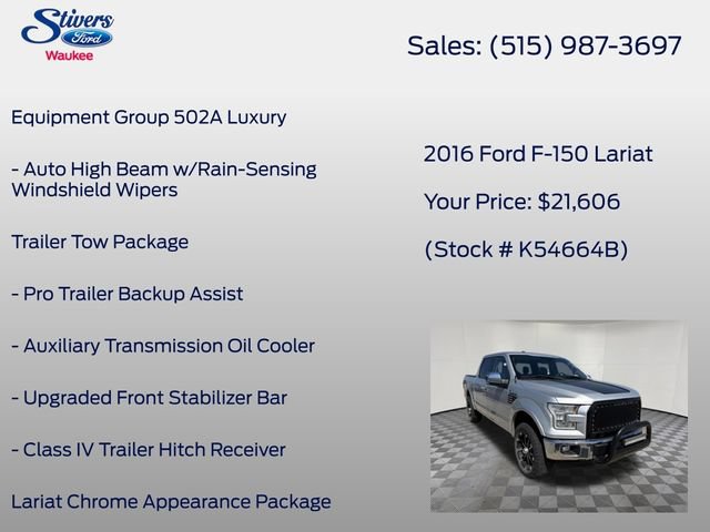 Used 2016 Ford F150 Lariat w/ Equipment Group 502A Luxury AWD/4WD image 22