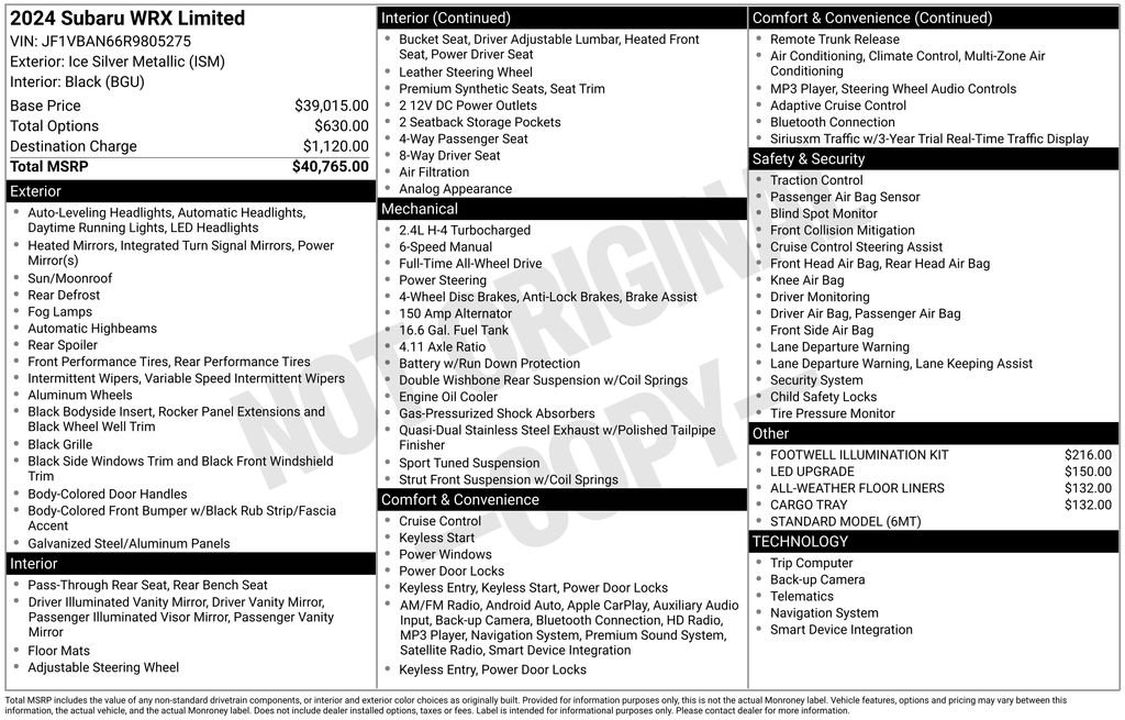 Used 2024 Subaru WRX Limited image 15