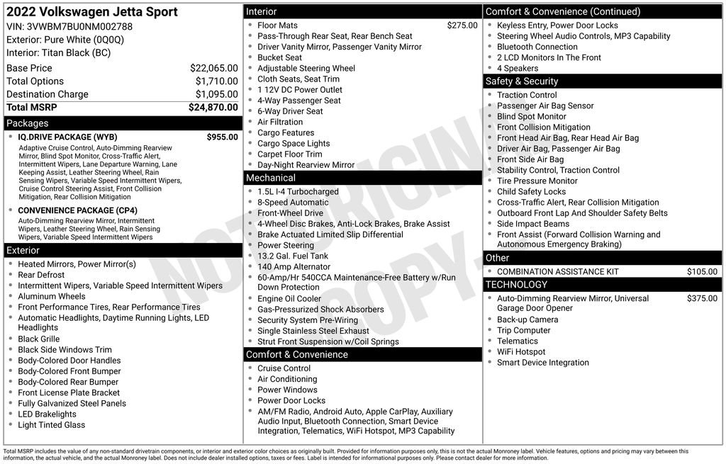 Certified 2022 Volkswagen Jetta Sport w/ IQ.Drive Package FWD image 35