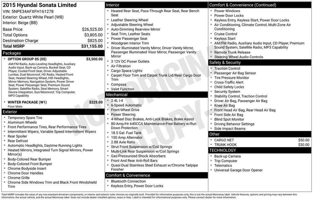 Used 2015 Hyundai Sonata Limited w/ Option Group 05 image 5