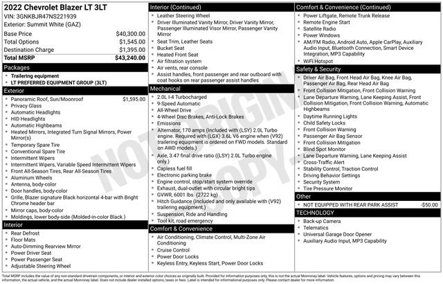 Used 2022 Chevrolet Blazer LT AWD/4WD image 35