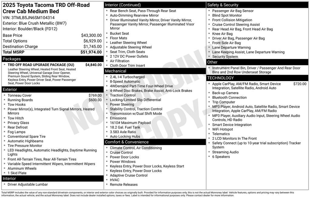 Used 2025 Toyota Tacoma TRD Off-Road w/ TRD Off Road Upgrade Package AWD/4WD image 25