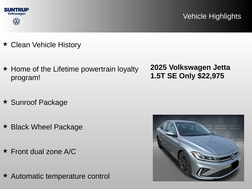 Used 2025 Volkswagen Jetta SE w/ Sunroof Package FWD image 8
