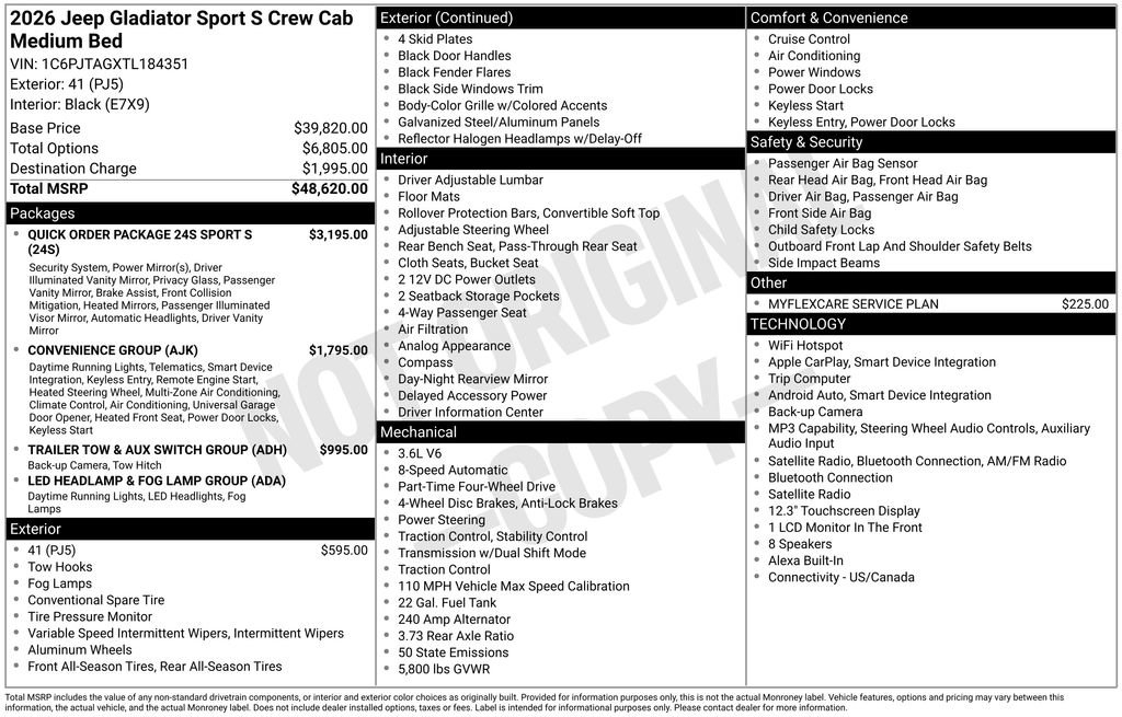 New 2026 Jeep Gladiator Sport AWD/4WD image 32