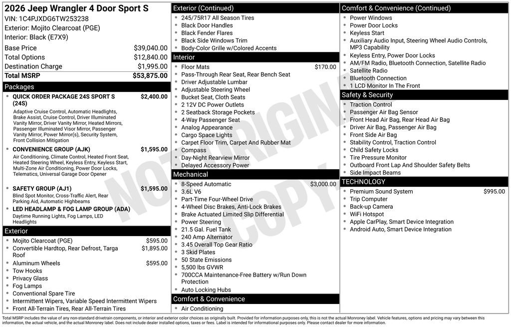 New 2026 Jeep Wrangler Unlimited Sport AWD/4WD image 29