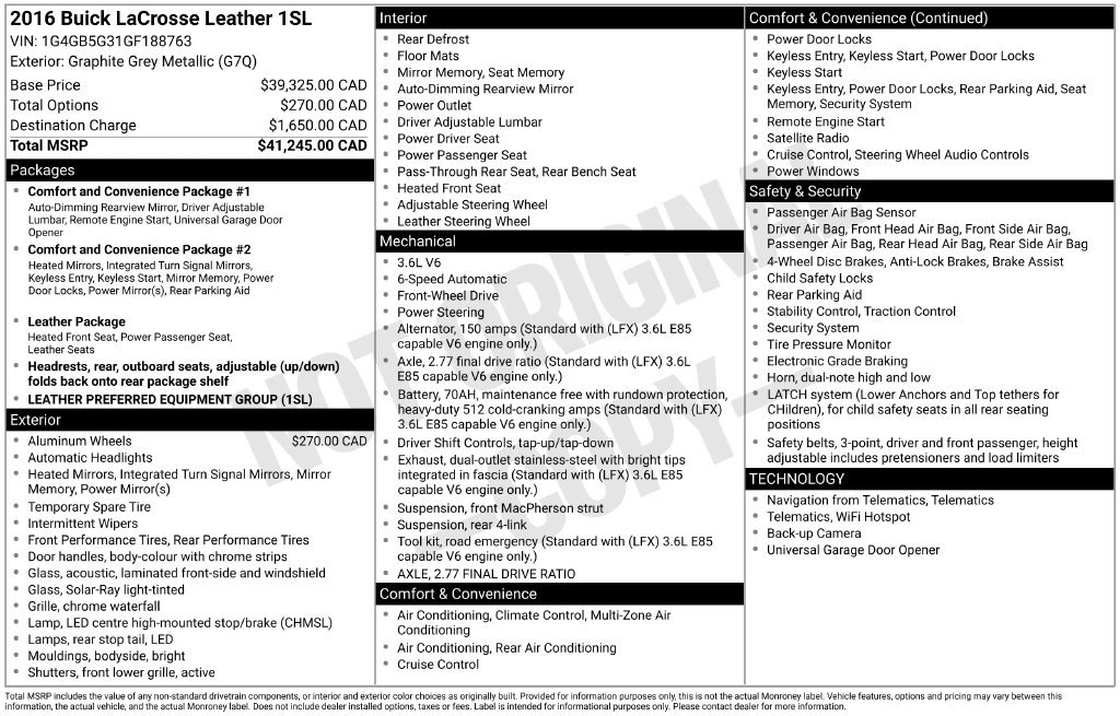 Used 2016 Buick LaCrosse Leather FWD image 11