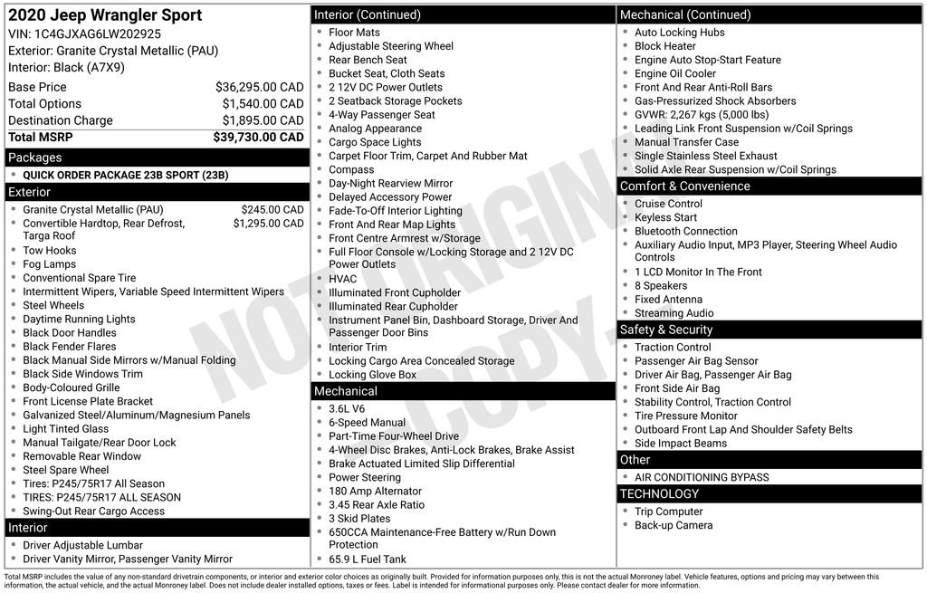 Used 2020 Jeep Wrangler Sport image 3