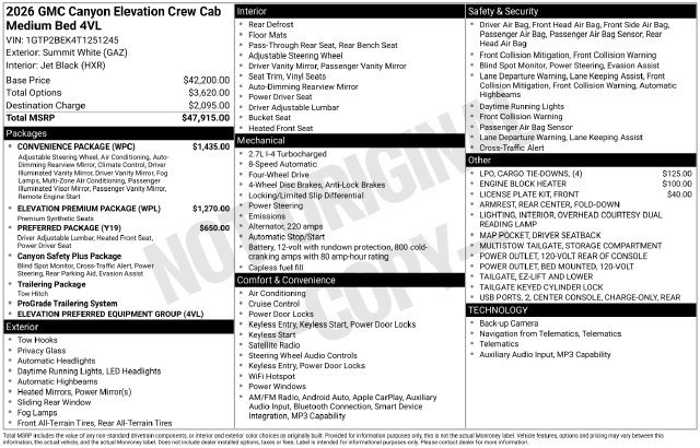 New 2026 GMC Canyon Elevation w/ Convenience Package AWD/4WD image 9