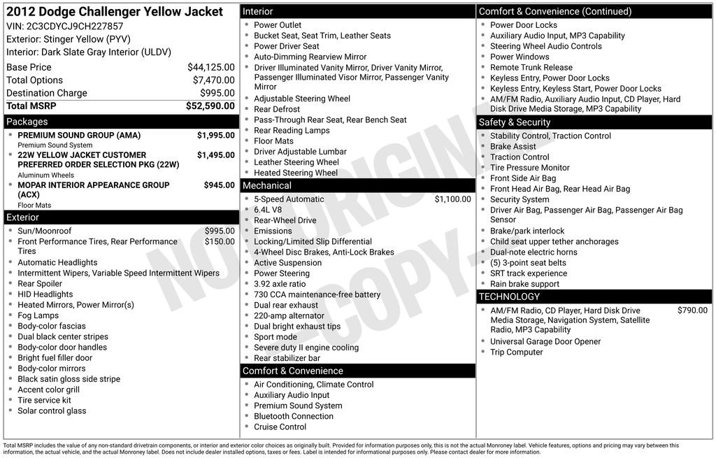 Used 2012 Dodge Challenger SRT8 Yellow Jacket w/ Premium Sound Group image 36