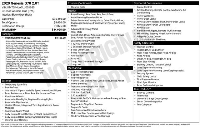 Used 2020 Genesis G70 2.0T w/ Prestige Package image 6