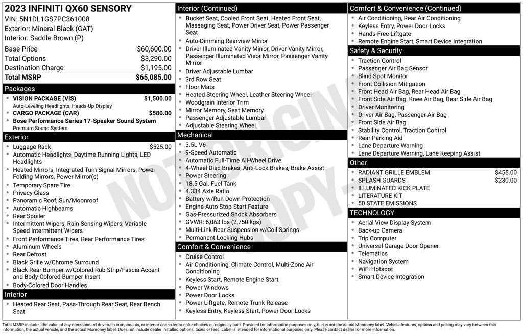 Used 2023 INFINITI QX60 Sensory w/ Vision Package AWD/4WD image 15