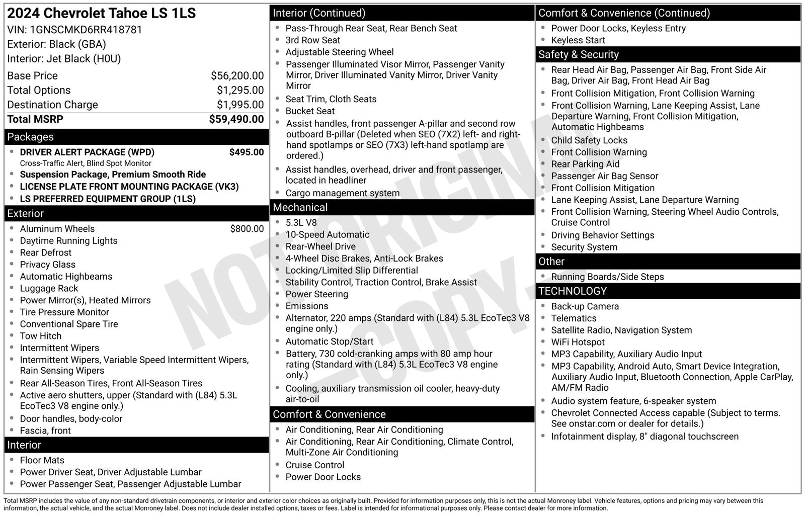 Used 2024 Chevrolet Tahoe LS w/ Driver Alert Package RWD image 13