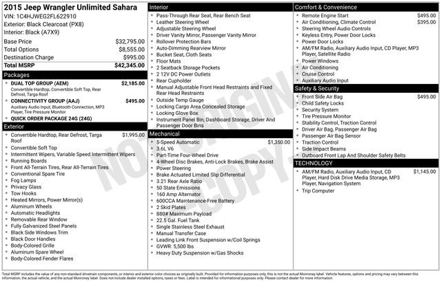 Used 2015 Jeep Wrangler Unlimited Sahara w/ Dual Top Group image 15