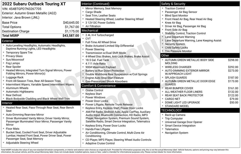 Certified 2022 Subaru Outback Touring XT image 41