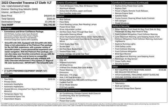 Certified 2023 Chevrolet Traverse LT AWD/4WD image 47